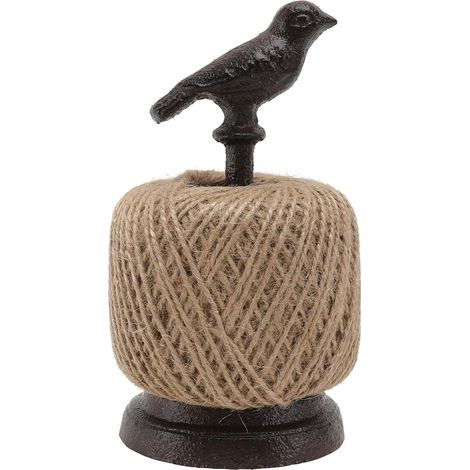 Gusseiserner Seilhalter Vogelmotiv Retro Spule Schwarz für