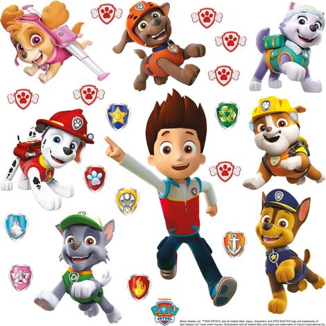sticker mural PAW Patrol - La Pat' Patrouille jaune, bleu et rouge  - Sanders & Sanders