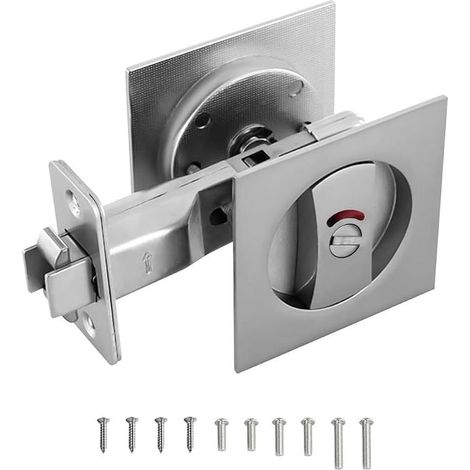 Sliding Door Lock, Hollow Sliding Door Lock, with Colour Indicators and Flush Handle, for Interior/Exterior Doors (1/5)