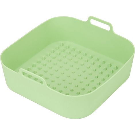 Fodere in silicone riutilizzabili per friggitrice, cestello quadrato da 20 cm, ciotola con manici, resistenti al calore, antiaderenti, lavabili in lavastoviglie. (1/5)