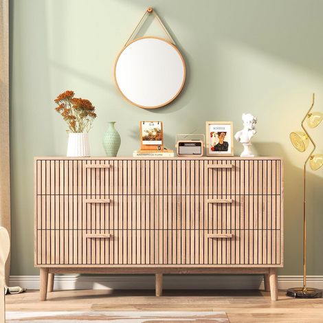 Kommode mit 6 Schubladen, Holz, 100cm Breit, Bauernhaus Stil (1/5)