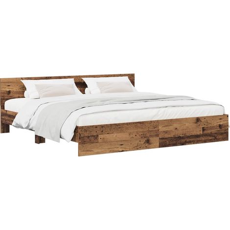 Estructura de cama con cabecero Madera envejecida 200 x 200 cm vidaXL (1/5)