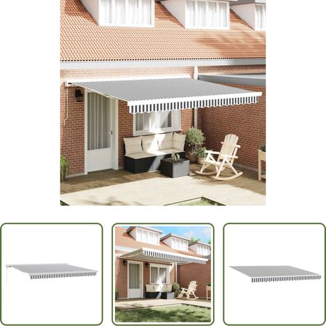 Terrassenmarkise -  Markise Einziehbar Anthrazit und Weiß 4x3 m Stoff und Aluminium (1/5)