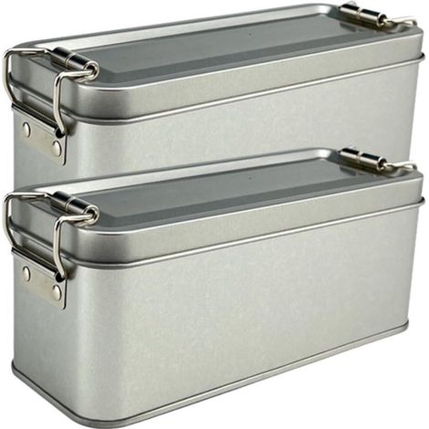 Blechdose, 1 rechteckige Metallaufbewahrungsbox mit Deckel, rechteckiger Behälter mit Schnalle, Keksdose, Teekanne aus Blech, Haushaltsaufbewahrung