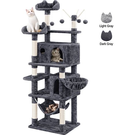 Yaheetech Albero Tiragraffi per Gatti in Truciolato e Sisal Palla da Gioco Condomini Scuro Grigio (1/5)