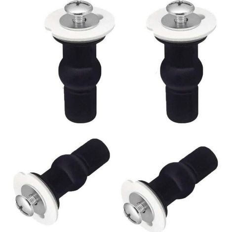 Lot de 4 boulons pour abattant WC, vis pour charnière, fixations pour abattant WC, kit de pièces de rechange en caoutchouc expansible (pour abattants WC avec trou de 14 à 16 mm) (1/4)