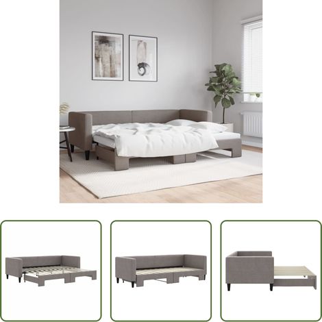 vidaXL Sofa-Bett - Tagesbett Ausziehbar Taupe 80x200 cm Stoff (1/5)