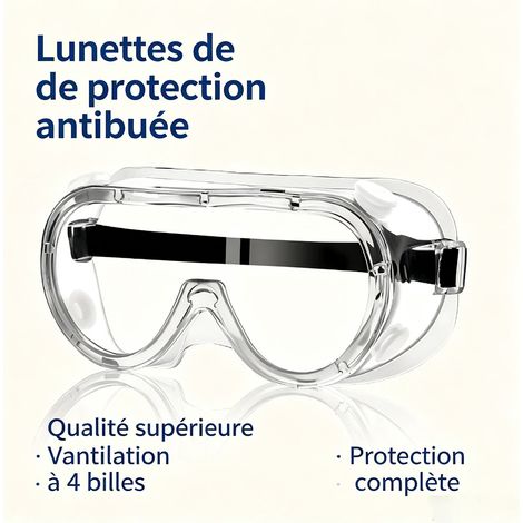 Sur-lunettes de protection anti-buée version améliorée à 4 aérations, verres PC, compatibles lunettes de vue, sécurité oculaire atelier - Transparent (1/5)