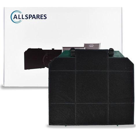 Filtro de carbón de larga duración AllSpares para campanas extractoras compatible con AEG-Electrolux Zanussi MCFE33 / 9029801322 y Faber 112.0261,258 / F12 (265x235x15mm) (1/4)