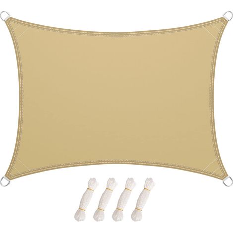 Voile d'ombrage Imperméable Rectangulaire 3x4m, Toile Ombrage UV Protection, pour Patio Jardin, Terrasse, Extérieur, Balcon - Sable (1/5)