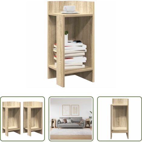 Holzbeistelltisch - Beistelltische 2 Stk. mit Ablage Sonoma-Eiche 25,5x27x60 cm (1/5)