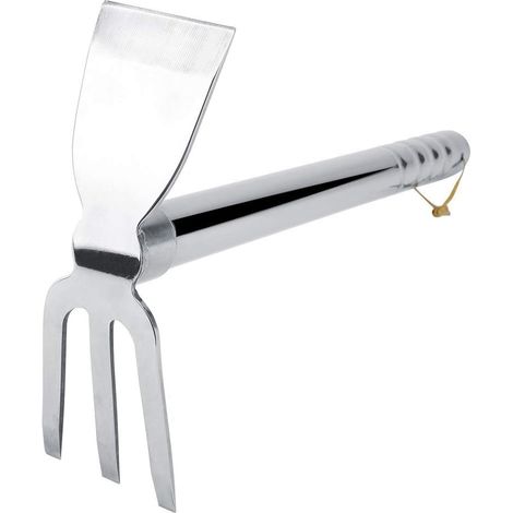 Râteau, pelle, houe, outils de jardin 2 en 1, houe et râteau, outil de bêchage robuste en acier inoxydable pour la plantation de légumes et de fleurs (1/5)
