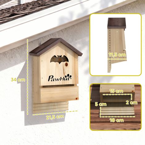 Coffret de chauves-souris de 3 en bois de sapin Maison à chauves-souris pour chauves-souris à suspendre dans les jardins,21,5 x 11,5 x 34 cm