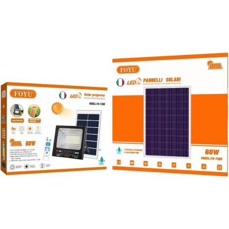 FARO LED con PANNELLO SOLARE CREPUSCOLARE 25W 40W 60W 100W 200W 300W 800W IP67 60