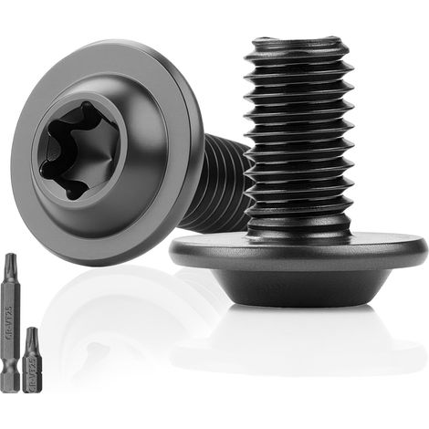 Lot de 25 vis à tête bombée Noir M5 x 12 mm Vis à tête plate avec bride Vis Torx 304 en acier inoxydable avec rondelle A2 V2A Filetage complet Avec 2 clés Torx T25 Pour échafaudage en (1/5)