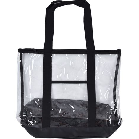1 Sac de plage, transparent, imperméable, fermeture éclair, fond noir, piscine camping voyage (1/5)