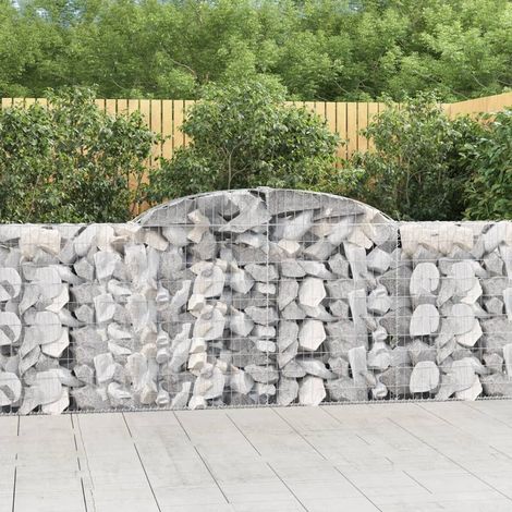 Paniers à gabions arqués 15 pcs  Mur en gabion Clôture de gabion 300x30x100/120 cm fer galvanisé 84755