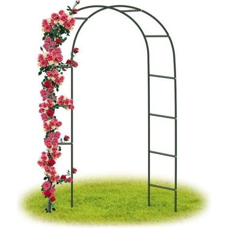 Arche de jardin/arche de mariage, arche à rosiers, support de colonne de jardin, arche de jardin en métal pour plantes grimpantes, 240 x 140 x 38 cm/vert (1/5)
