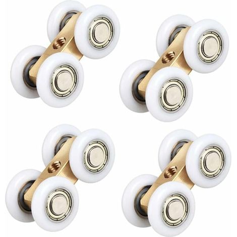 Tout le cuivre salle de bains suspendue poulie salle de bains verre porte coulissante étanche roulement suspendu roue salle de bains porte coulissante petite cuivre quatre roues,（4pcs） (1/4)