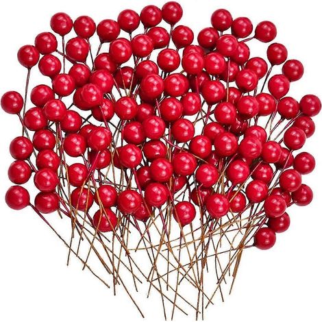 Couronne de Noël, ornement baies de houx artificiel 10mm, bricolage DIY 150 pièces (1/5)