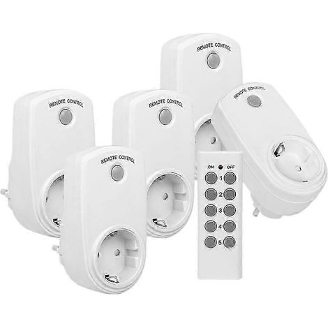 Prise connectée sans fil avec télécommande, compatible avec lampes, ventilateurs, petits appareils électroménagers et longue portée. Prise européenne. (1/5)