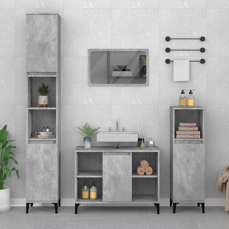 vidaXL Meuble d'évier gris béton 80x33x60 cm bois d'ingénierie (1/5)