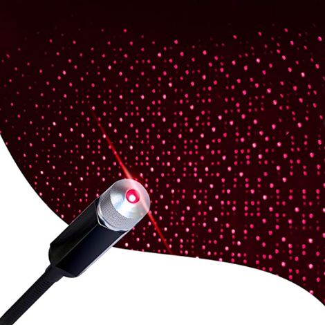 Projecteur d'ambiance universel romantique et universel pour toit de voiture USB, motif ciel étoilé, lampe décorative rouge (1/5)
