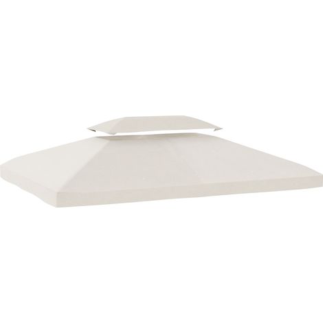 Outsunny techo de repuesto para cenador 4x3 m con techo doble, orificios de drenaje y protección UV, solo toldo de recambio para pabellón, crema