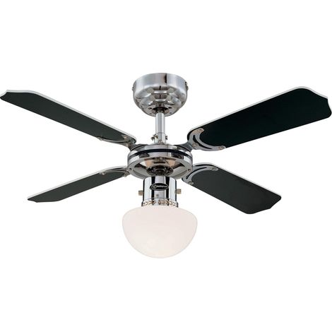 Westinghouse Lighting Portland Ambiance - Ventilatore da soffitto con illuminazione, metallo, finitura cromata con pale reversibili bianche / nere (1/4)