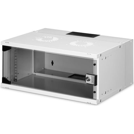 DIGITUS SoHo Pro armario rack 19 de pared 4U 400 mm de profundidad capacidad de carga 60 kg puerta de cristal gris (1/5)