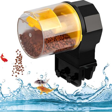 Automatique Mangeoire à Poisson, Distributeur Automatique de Nourritur avec 80 ML et 200 ML de récipients Alimentaires(jaune) (1/5)
