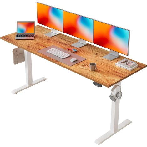 Schreibtisch Höhenverstellbar Elektrisch Memory Hellbraun 160 x 60 cm (1/5)