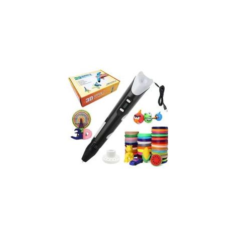 Stylo d'impression 3D intelligent, jouet 3D pour enfants, fil de 3 m x 20, couleur : noir,