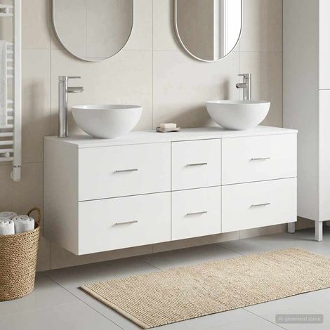 vidaXL Bathroom Cabinet Set 3 pcs White 129 x 35 x 80 cm (1/5)