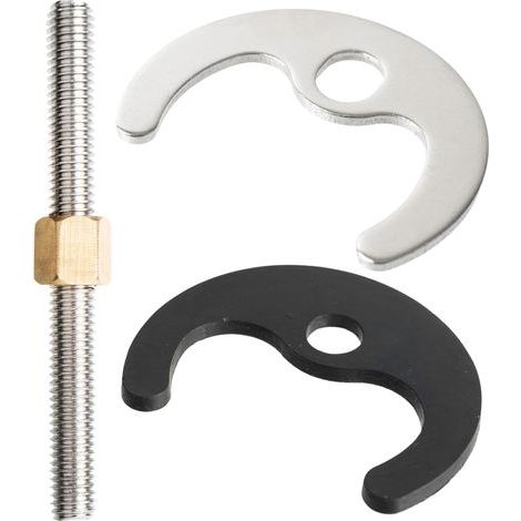 Kit de fixation pour robinetterie avec tige filetée M8 x 130 mm – 1 kit en métal, plaque de fer à cheval à trou unique avec rondelle en caoutchouc, pour robinet (1/4)