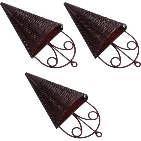 Jardinières murales suspendues pour fleurs tressées, lot de 3, style rétro, couleur marron foncé (1/5)