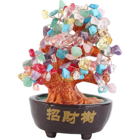 Feng-Shui-Bonsai-Geldbaum-Dekoration für Wohlstand und Glück, Wohnzimmer/Zuhause, Acrylglas, 16 x 17 cm (1/5)