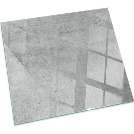 Plaque de sol pour cheminée ou poêle en verre trempé avec impression Texture béton brut Carrée 60x60 cm (1/5)