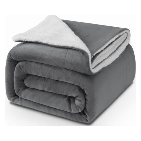 Couverture Epaisse 130cmX160cm, 480GSM Chaude et Confortable, Douce et Moelleuse, Sherpa Sheep, Lavable à la Machine Facile à Manipuler,Cadeau Pratique，gris foncé