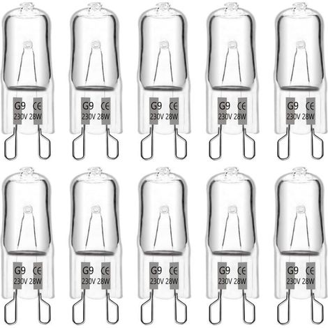 Ampoule Halogene G9 28W 230V, 370LM 2700K Blanc Chaud Dimmable, G9 Ampoules Capsule, pour Lustres, Lampes de Paysage, Appliques Murales, Éclairage d'armoire, Lot de 10