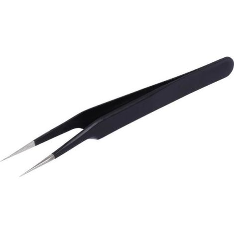 Pince Brucelle ESD - Acier Inoxydable 1.4372 - Pointe Fine Inclinée 0.5 mm - Résistance Surface 10⁵ à 10⁶ Ω - 1 Pièce