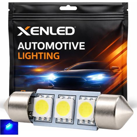 1 x AMPOULE C10W - 3 LEDS BLEU anti-erreur - Navette 42mm 12V Lampe de plafonnier (1/3)