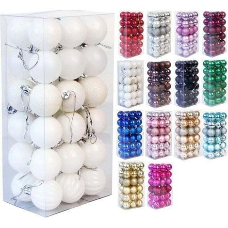 Set di 36 palline natalizie in plastica infrangibile da appendere all'albero di Natale, ideali per matrimoni e feste. (1/3)
