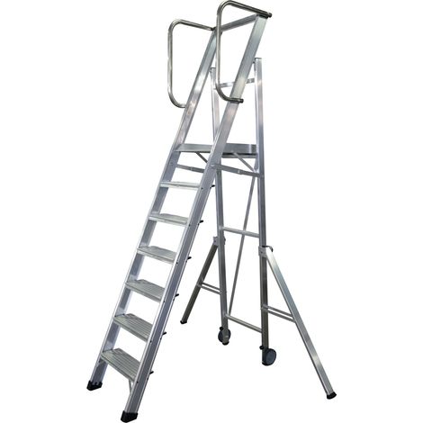 Escalera móvil con plataforma, plegable K-WORK de 7 peldaños con plataforma de 40x45 cm marca KTL (1/3)