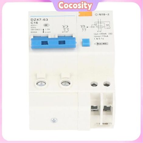 Cocosity Disjoncteur de fuite à la terre DC Circuit Breaker, 16A 30MA 400V MINIATURE Circuit BRUNE FEAKAGE outillage disjoncteur (1/5)