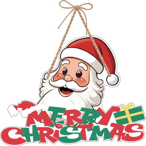 Panneau suspendu de Noël Père‑Noël, décoration murale avec inscription Merry Christmas (1/3)