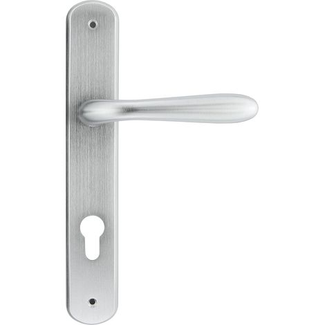MANIGLIA GOCCIA CON PLACCA FORO YALE CROMO SATINATO