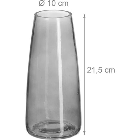 Vaso decorativo moderno finitura sobria 21,5 x 10 cm per bouquet di fiori in vetro trasparente 130016004