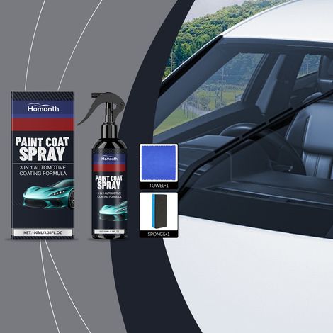 3-in-1 Ceramic Coating Spray for Cars - Water-resistant Protective Mirror Coating Agent (100ml Spray + 1 Towel + 1 Sponge) (1/5)