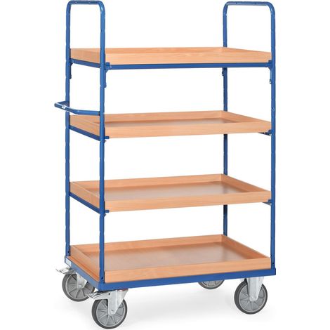 Fetra Etagenwagen mit 4 Etagen, Holzkästen und erhöhter Stirnwand 1000x600 (1/2)